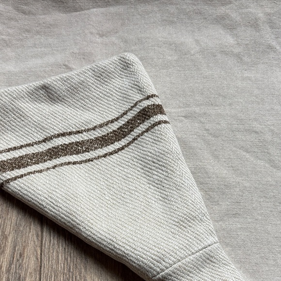 Pottery Barn Linen Cotton 18” square Pillow Sham Cover Neutral French Stripe - Picture 8 of 9